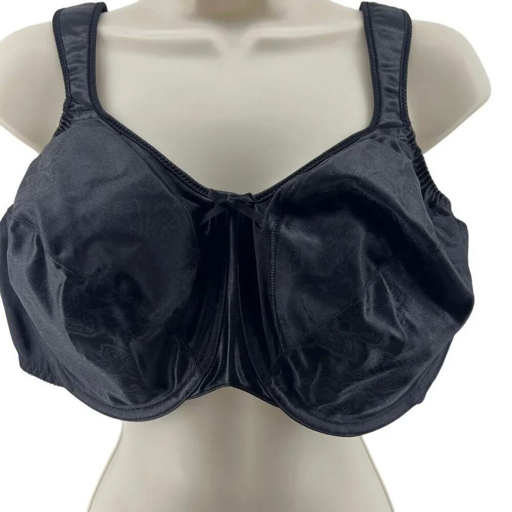 Bali Satin Tracings Full Coverage Underwire Minimizer Bra 3562 42DD Black